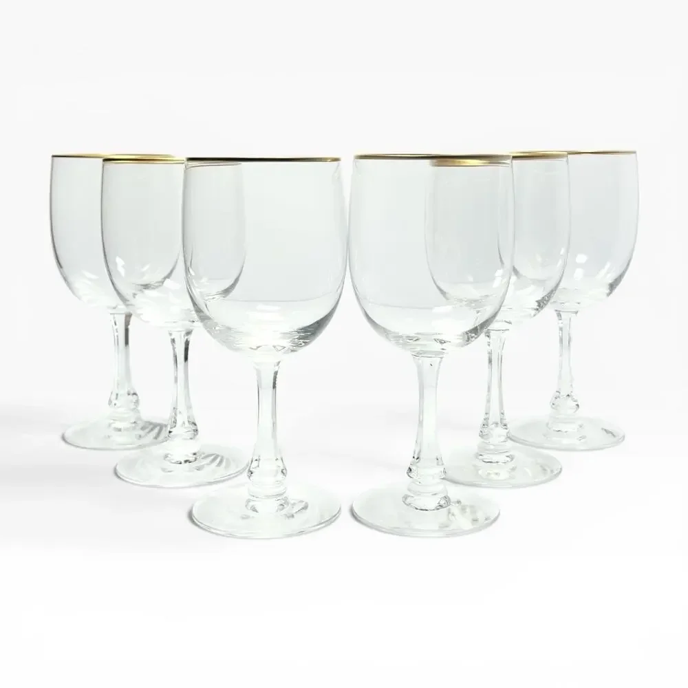 Fostoria “Classic Gold” Set of 6 Water Glasses 6 3/4” 10oz Signed